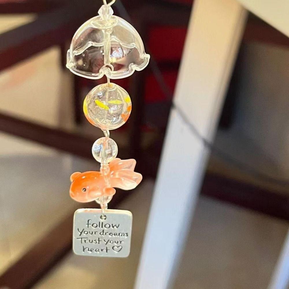 Bag Hanging Goldfish Wind Chime Pendant Car Decor Bead Phone Chain Goldfish Bead Keychain  Girl/Boy
