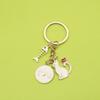 Cartoon Cat Love Heart Keychain with Alloy Drip Oil Balloon Pendant