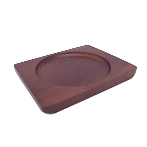 Endo Shoji Commercial Mini Round Steak Plate, Cast Iron and Natural Wood, PST08