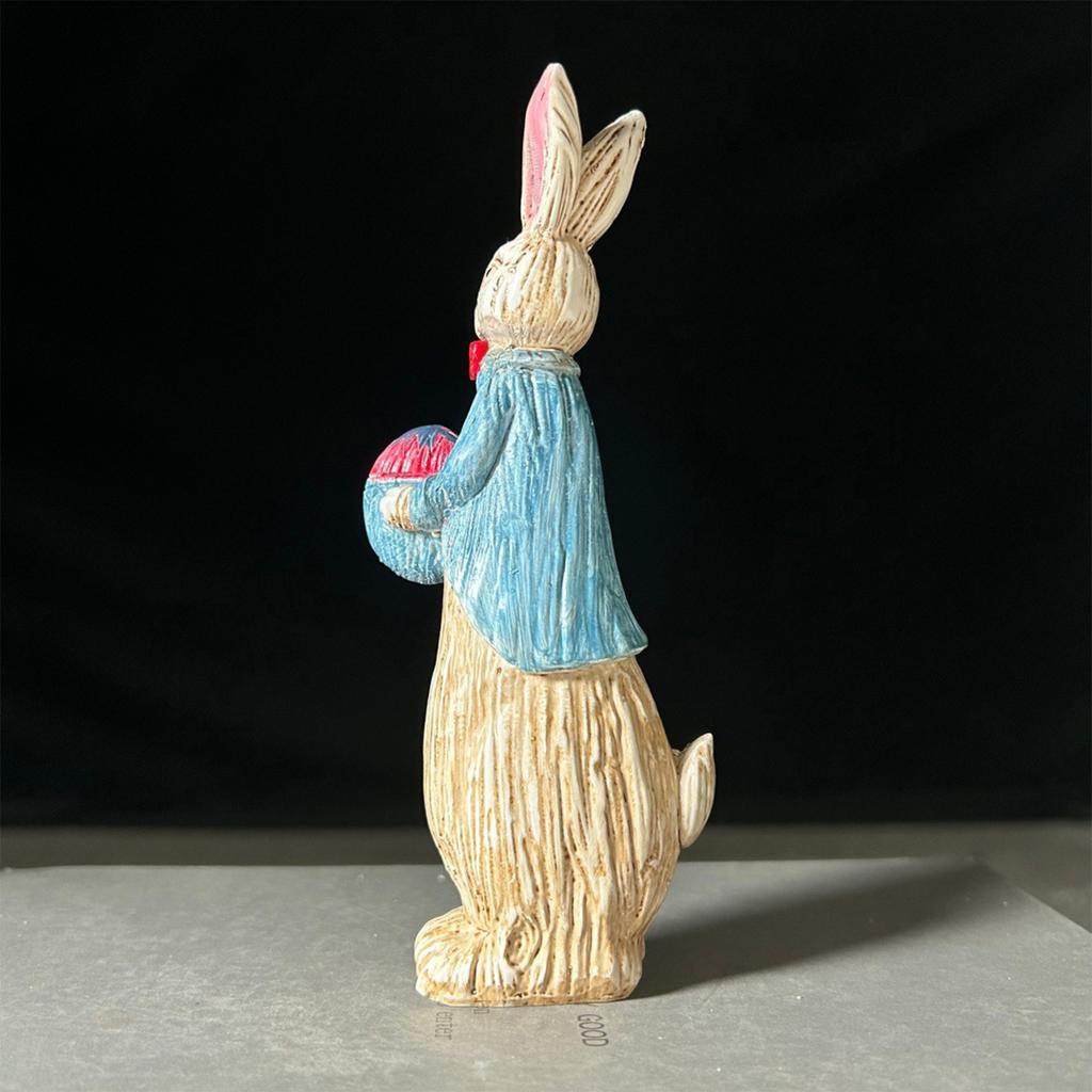 Easter Bunny Sculpture, Cute Indoor And Outdoor Bunny Statue, Suitable For Garden Patios, All-day Spring Holiday Tabletop Decoration
