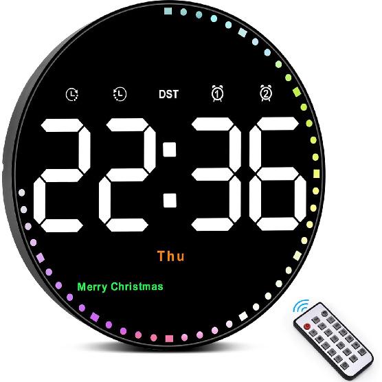 SZELAM Digital Wall Clock,10  Digital Clock Large Display with Remote Control,Adjustable Brightness, Calendar, Temperature, 12/24 H, for Living Room