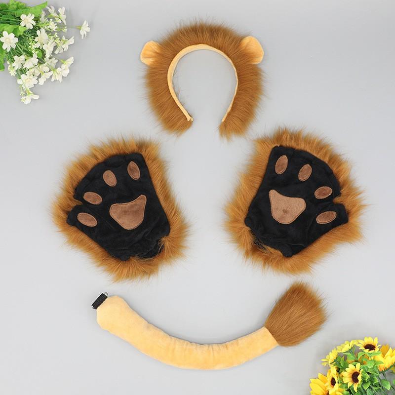 Furry Lion Ears Headband Halloween Costume Cosplay Animal Theme Party Accessory