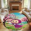 Cartoon Animation Print Round Rug, Washable Floor Carpet, For Entryway Dorm Laundry Room Office Study, Home Decor Birthday Christmas Gift