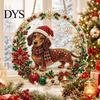 Christmas Themed Hanging Ornaments Diamond Art Ornament, 2D Acrylic Pearl Painting Window Decorations Pattern Suncatcher, Holiday Pendant for