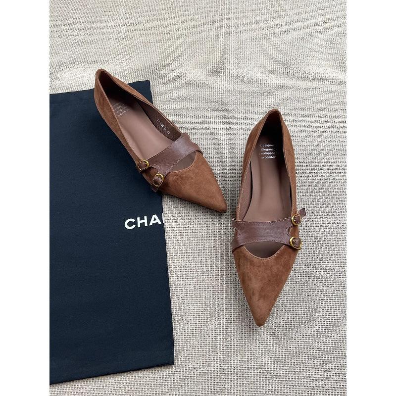 Sheepskin~ inner height increase 4cm genuine leather pointed tip temperament shallow mouth single shoes women's 2025 autumn new flip fur Mary Jane