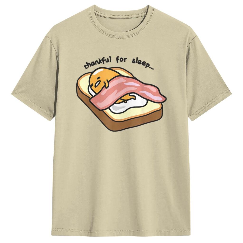 Men's Gudetama Thankful For Sleep Toasty T-Shirts 100% Cotton Top Tees Short-Sleeve T-Shirt O-Neck Harajuku Tshirt Plus Size 5XL