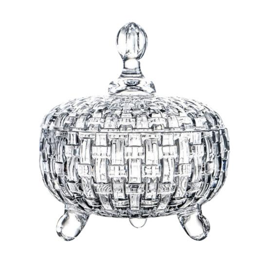 Large Glass Candy Dish with Lid Hand Painted Colorful Candy Jar Decorative Jewelry Box Wedding Buffet Biscuit Container for Cookies Nuts Chocolates