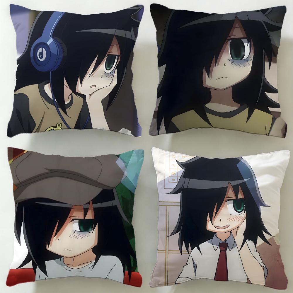 Beliebter Anime-Charakter Tomoko Kuroki Kissenbezug Weich Leicht zu waschen Kissenhülle Vielseitig für Sofa Bett Reise und Büro