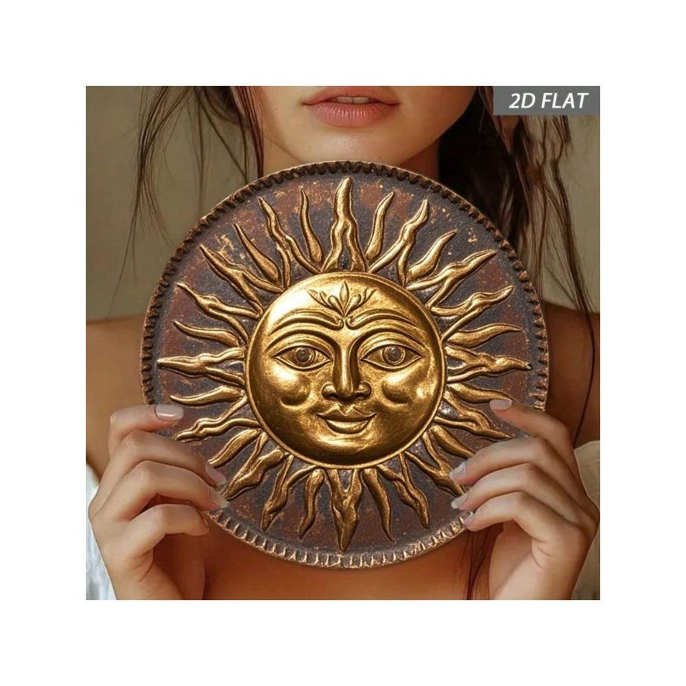 Ornement Solaire Grec Vintage Décoration Murale en Métal pour Bar Café Maison