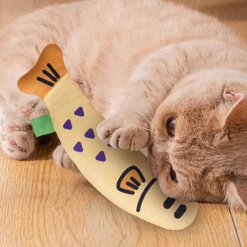 Catnip Toys for Cats Fish Shape Linen Kitten Teasing Toy 26cm/10.24 Inch Interactive Cat Kicking Toys Soft Catnip Crinkle Toys