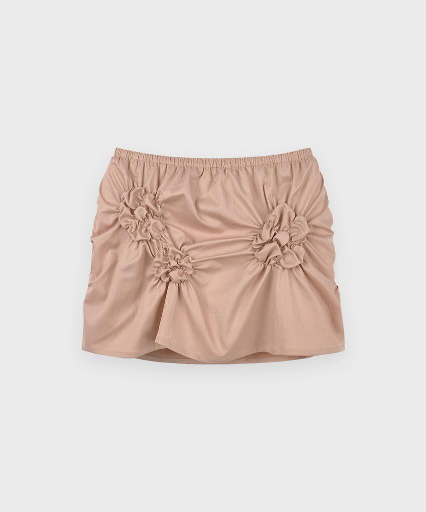 SINOON Flower Scrunch Skirt (Pink)