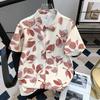 Hawaiian Full Printed Short-Sleeved Floral Shirt Men's Summer Thin Vacation Style Ice Silk Cool Half-Sleeved Loose Shirt