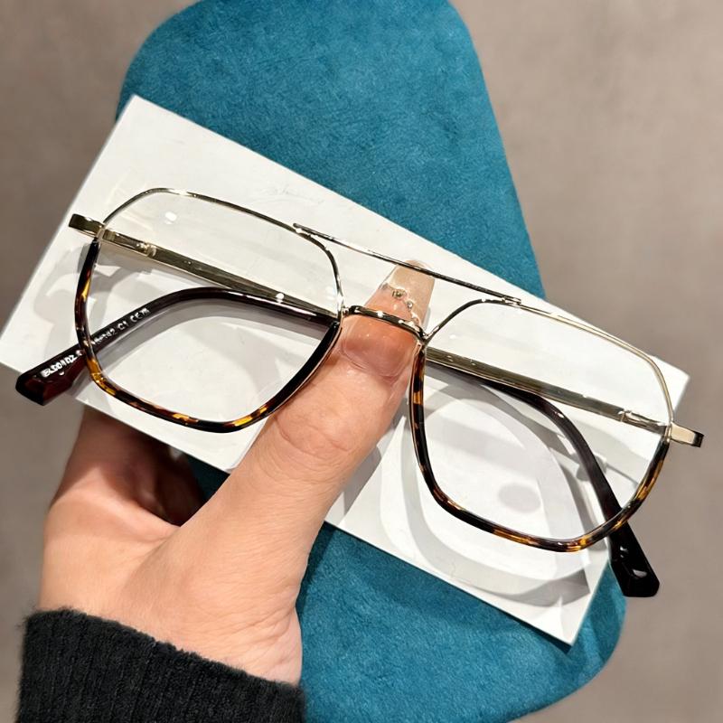 Metal Double-Bridge Square Frame Presbyopia Glasses Classic Oversized Frame Comfortable Blue Light Blocking Reading Glasses