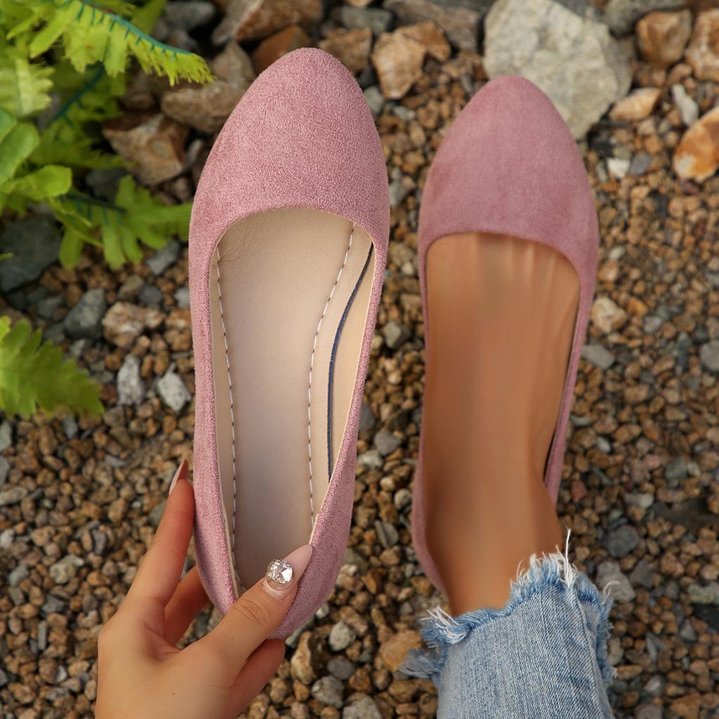 Fashion Women Candy Color Flats Comfortable Sneakers Women Ballet Slip on Flat Boat Shoes Ladies Outdoor Fashion Wedding Shoes Woman