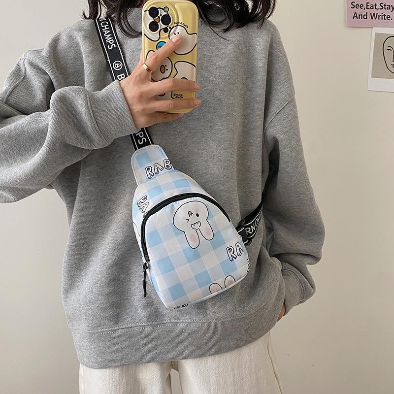 

Spring and summer lightweight small bag women s 2025 new contrasting color messenger plaid key mobile phone bag waist bag breast bag синій