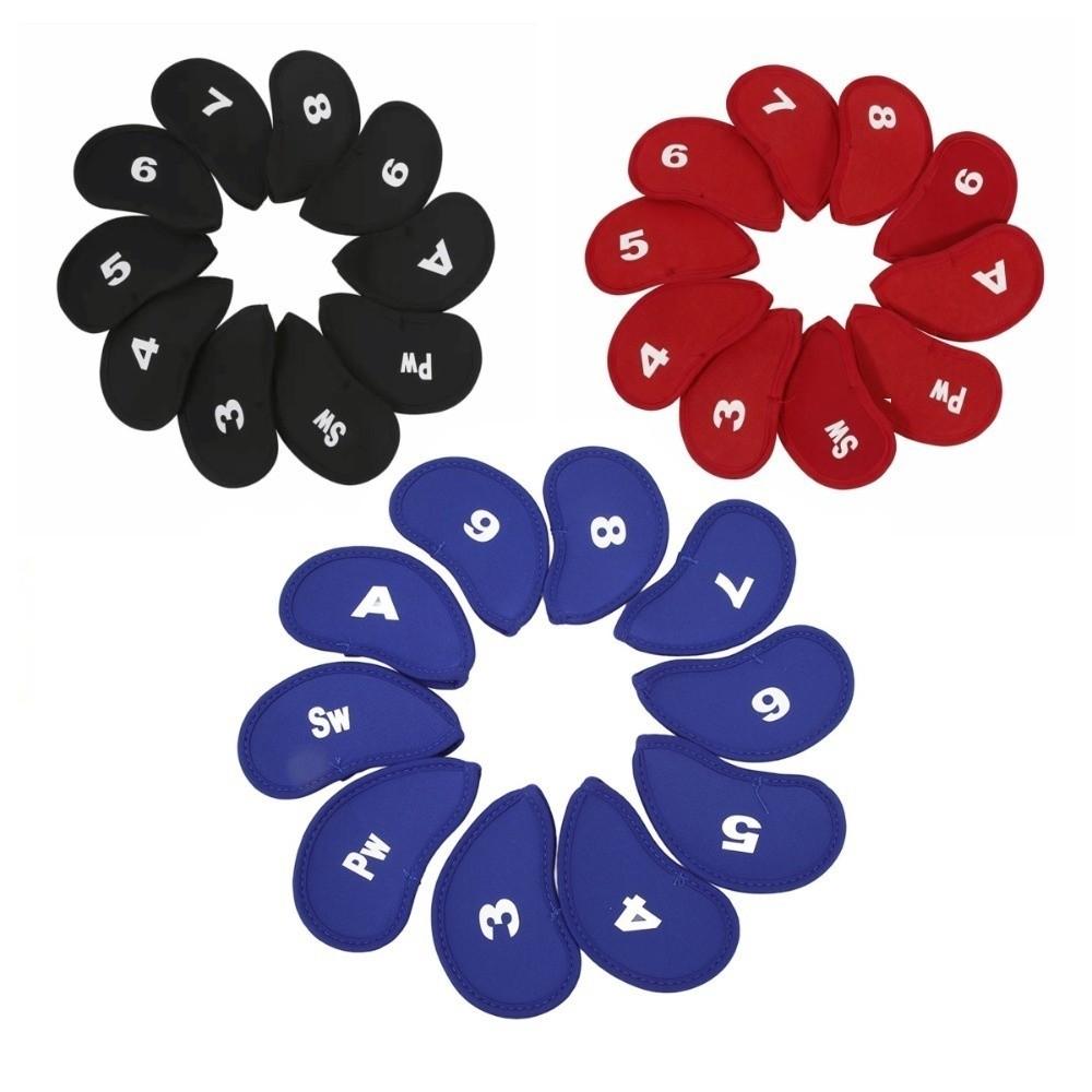 10pcs EVA Surface Golf Iron Head Covers Durable Fabric Head Protect Cover  Fits Most Iron Clubs