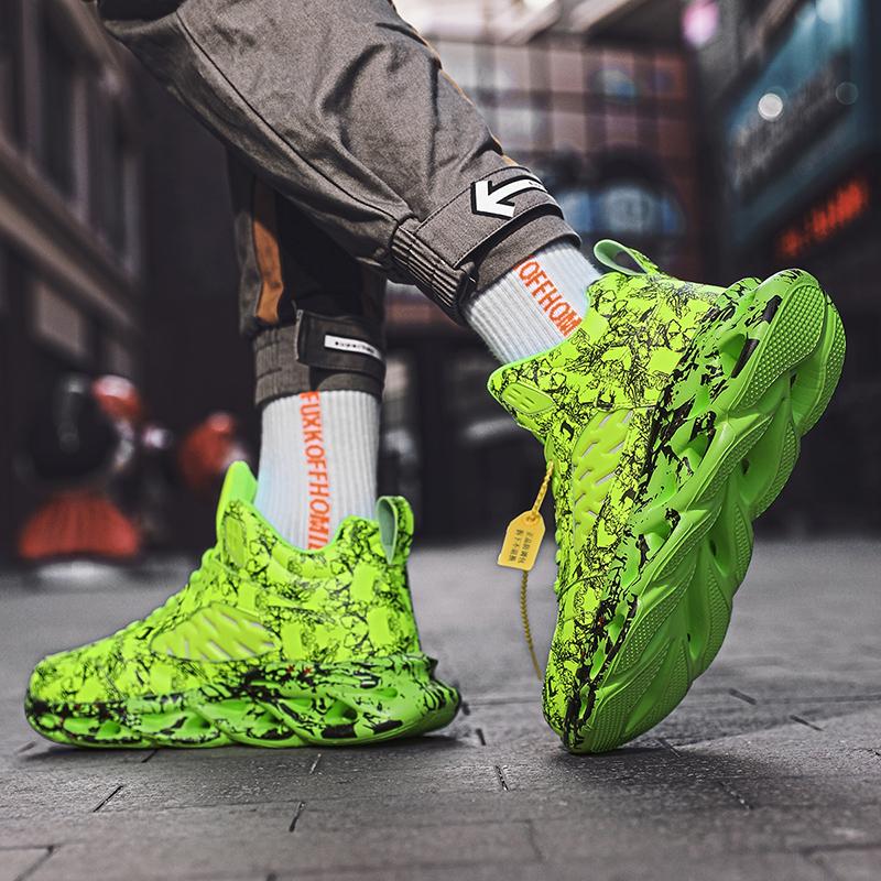 Scarpe da basket sportive da uomo, autunno e inverno, in pelle, antiscivolo, ultraleggere, graffiti, da uomo