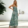 Damenmode Rückenfreies Spaghettiträger Lässiges Lockeres Blumenprint Kleid