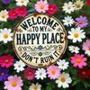 Forged Aluminum Sunflower Mandala Sign Happy Place Wall Art Home Decor
