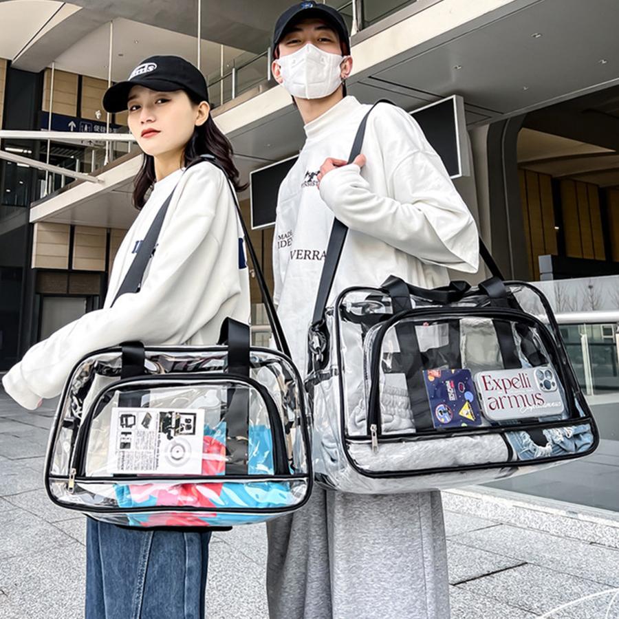 Trend Transparent Trip Beach Sling Carry Bags Roomy PVC Sports Jelly Shoulder Bags Compact Toiletry Organizer Handbags