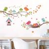 Cartoon Cute Bird Family Branch Flower Animal Wall Stickers Removable for Kid Bedroom Living Room Foyer Decoration Wall Decals