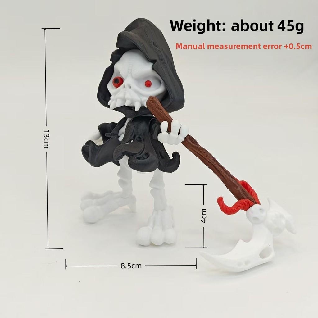 Halloween 3d Printed Grim Reaper Action Figure With Movable Joints For Collectors And Decorations