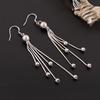 Korean Style Retro Beaded Tassel Drop Earrings for Women