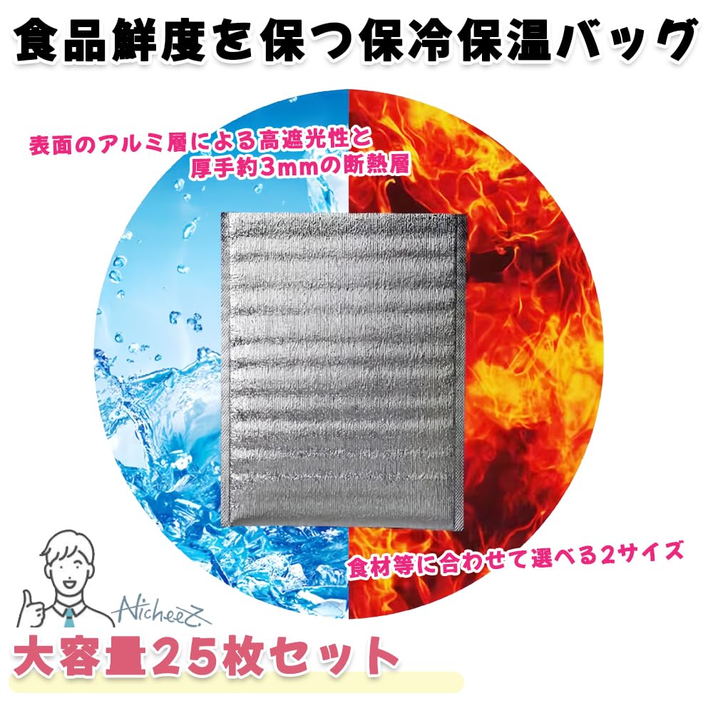 Nicheez Disposable Aluminum Cooler Pack of 25 40cm x Bags, (Large, 30cm)