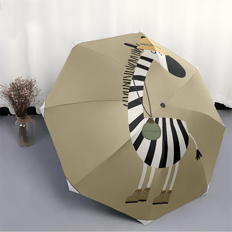 1pc Zebra Explorer Automatic Open/close Umbrella, 8-Rib Sturdy Structure, Portable Travel Umbrella, Parties, Everyday Use, Outdoor Accessory F10