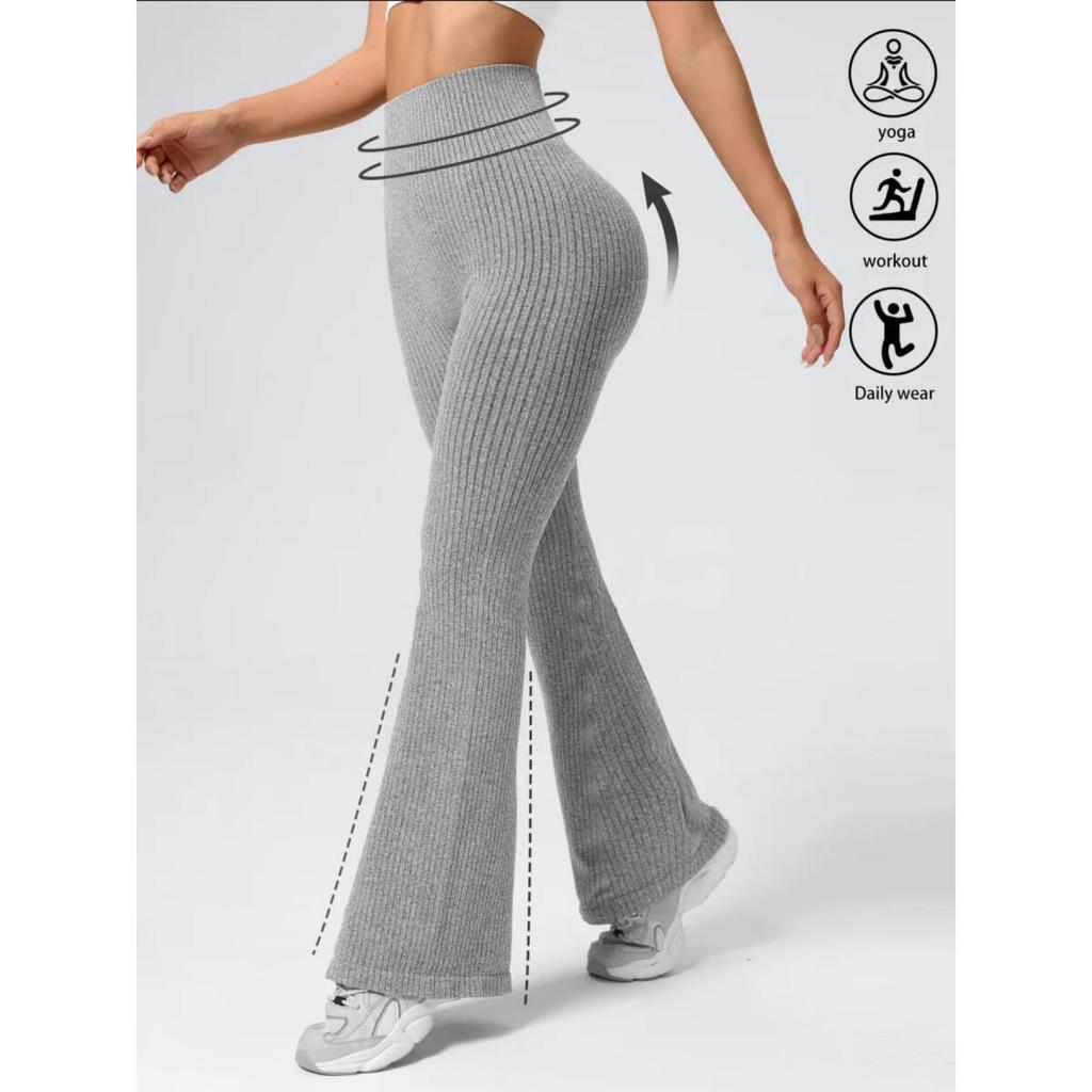 Women's High-Waist Bell Bottom Pants Sporty Tight Fit Comfortable Elastic Design Ideal for Exercise And Daily Wear