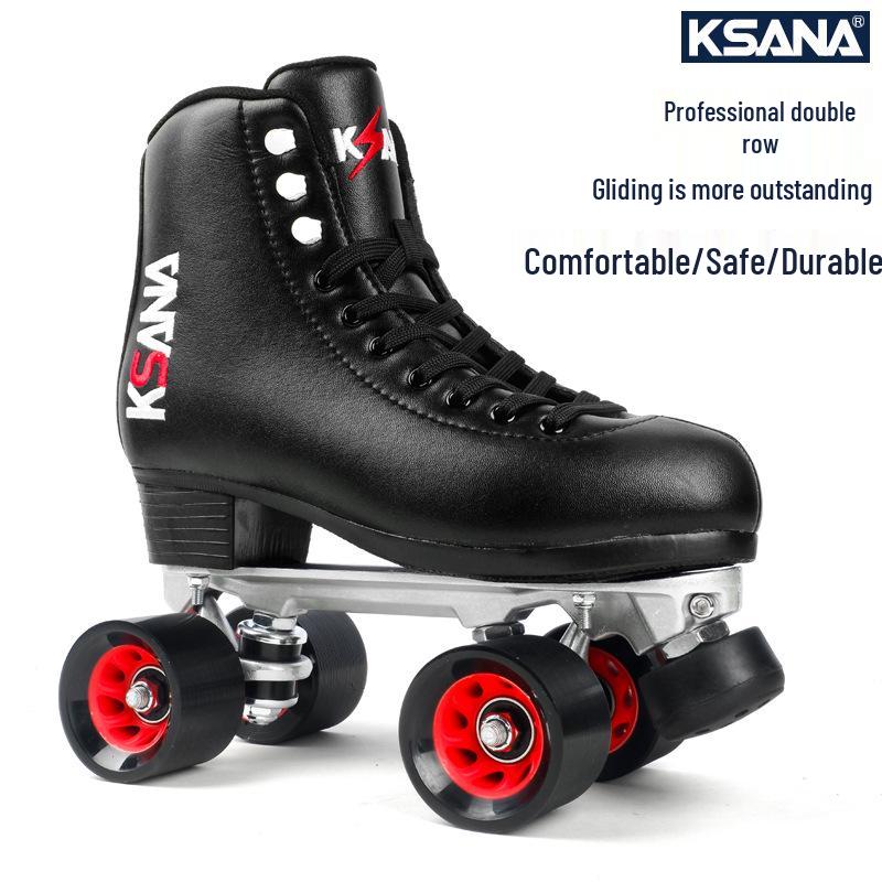 KSANA Setsuna Double-Row Microfiber Leather Roller Skates - Adult Four-Wheel Inline Skates for Professional Figure Skating