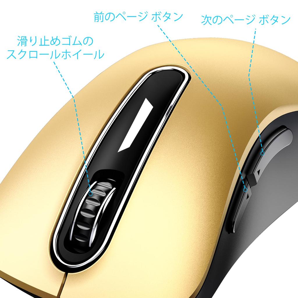 Memzuoix Gold Wireless Mouse for and 1400DPI USB and 2.4G 5-Button Laptops, PCs, Desktops! High-Precision, Receiver, Portable, Battery-Powered,