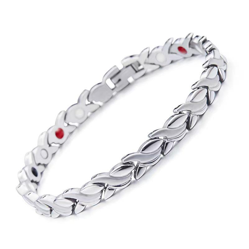 Magnetic Retro Women's Bracelet with Infrared Germanium and Negative Ion Stones - Energy-Enhancing, Color-Preserving Bangle.