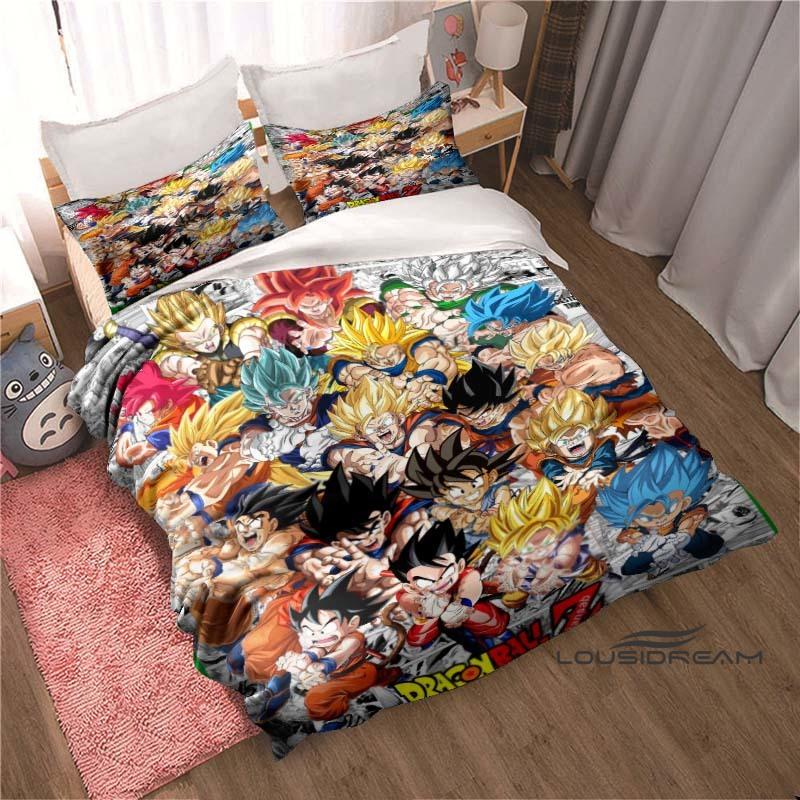 New 2026 3D Printed DRAGON BALL Bedding Set – Duvet Cover and Pillowcases Feature Adorable Cartoon Designs.
