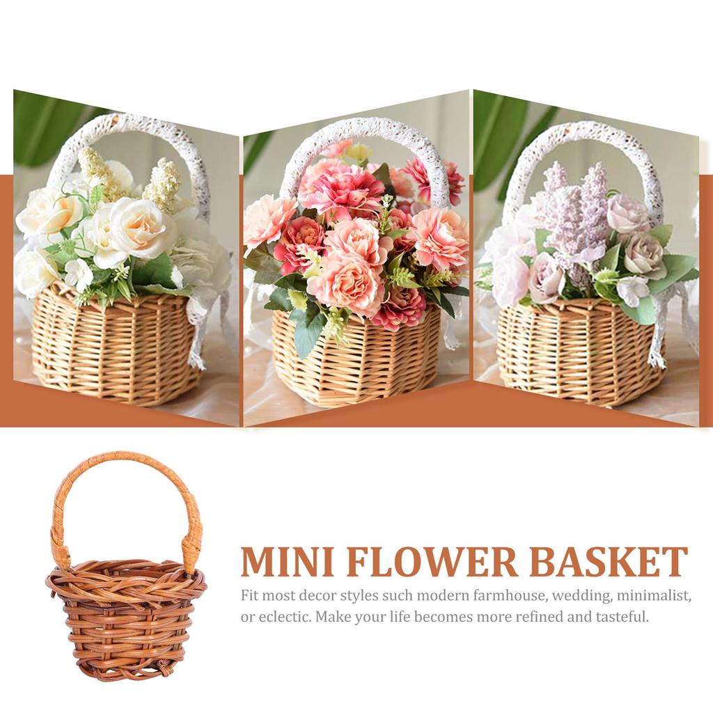 DOITOOL Miniature Mini Baskets 10 Pieces Mini Shopping Basket with Handle Easter Basket 6x4cm Small Mini Easter Basket Decorative Basket Basket Home