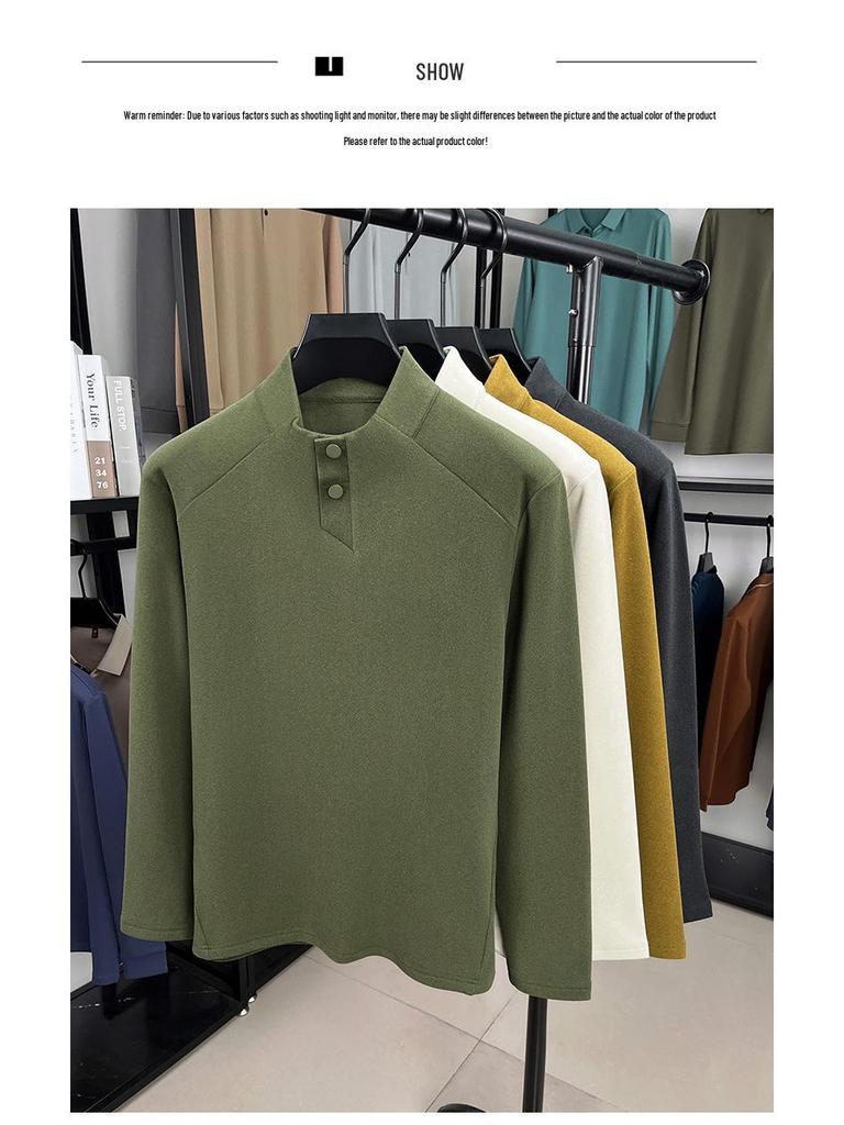 2025 Men's Loose Fit Half-High Collar Warm Base Layer Sweatshirt - Versatile Autumn/Winter Top