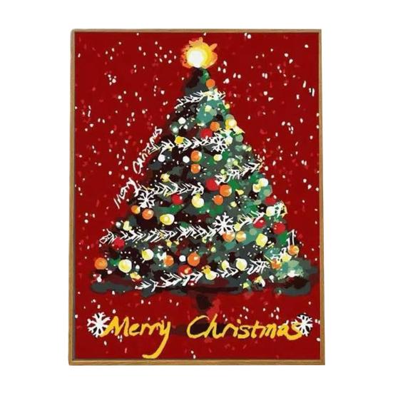 Christmas Tree DIY Painting Xmas Paint-by-Numbers Kit Canvas Paints Included Holiday Themed Painting Set for Adults Festive Home Decor Christmas Gift
