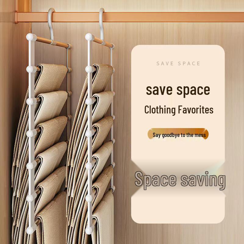 Stainless Steel Multi-Layer Folding Pants Rack Ladder with Clips