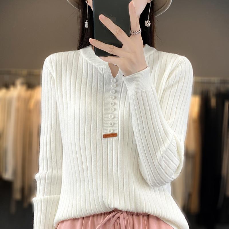 Herbst Damen Pullover Temperament Pullover Rundhals Regelmäßige Pullover Damen Strickwaren