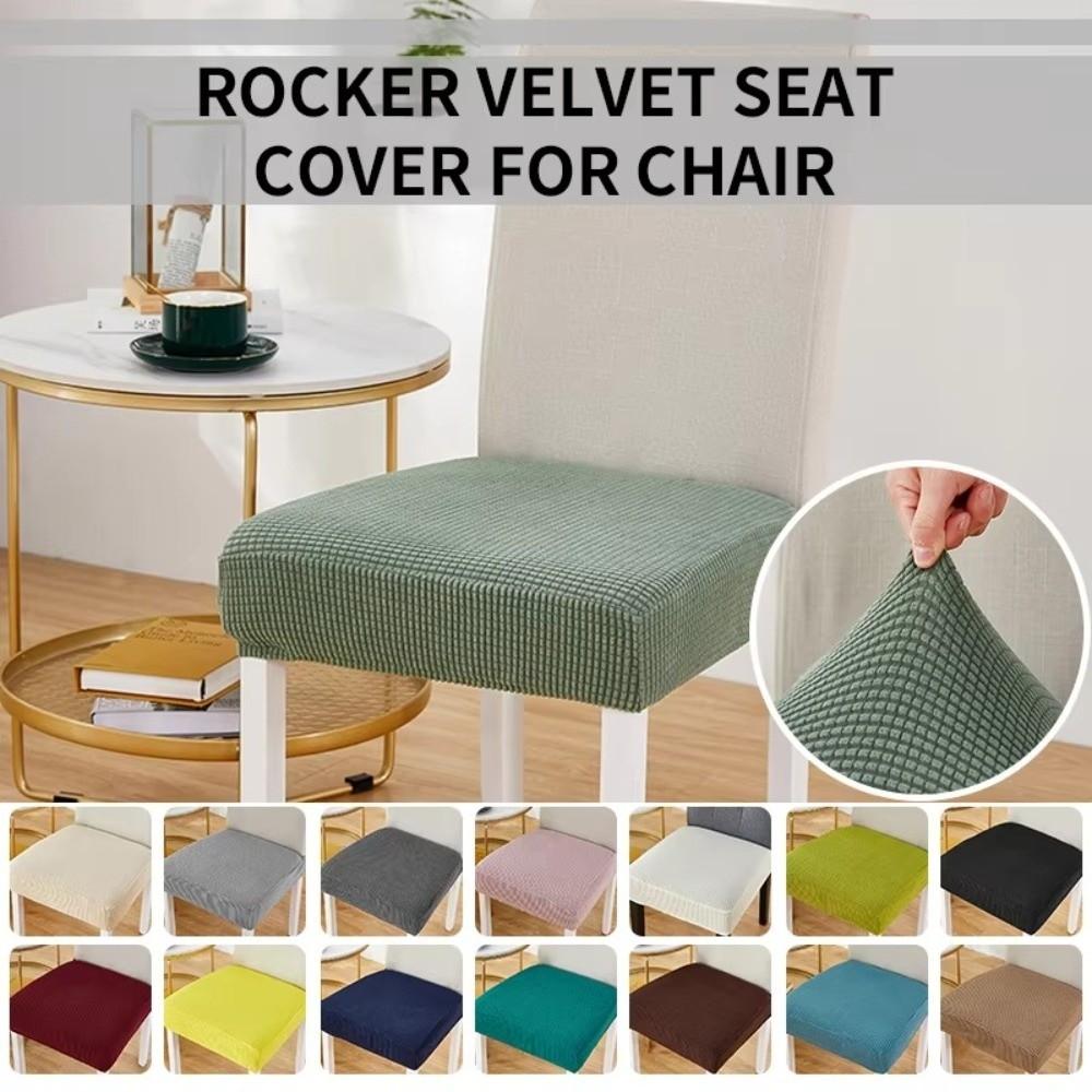 Elastic Stretch Seat Covers for Dining Chairs Waterproof Solid Color Chair Seat Slipcovers Removable Jacquard Cushion Slipcovers