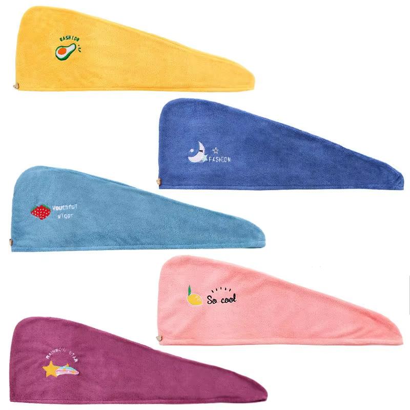 1Pc Embroidery Style Hair Drying Cap, Coral Fleece Thickened Hair Towel For Bathroom, Women'S Absorbent Quick Drying Shower Cap