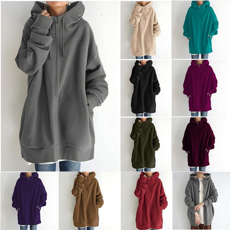 Autumn/Winter 2023 Street Style Fleece-Lined Zipper Hoodie (HS0714)