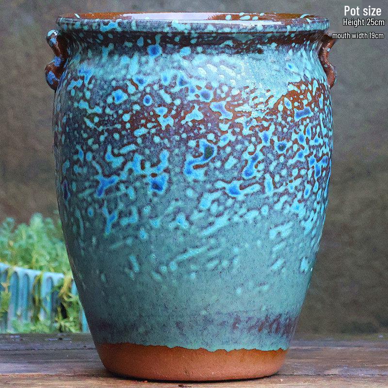 Handmade Large Purple Clay Ceramic Pot for Succulents and Bougainvillea – Breathable, Coarse Pottery Design for Living Room.