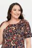 Women's Big Size Dress Floral Patterned Viscose Basic Short Sleeve Dress