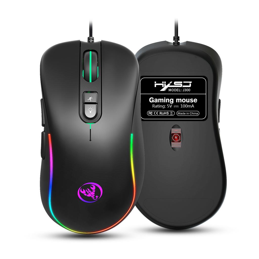 J300RGB Macro Programming Game Mouse With 7 Buttons To Turn Off Lights, Supports Various Games Wired Mouse