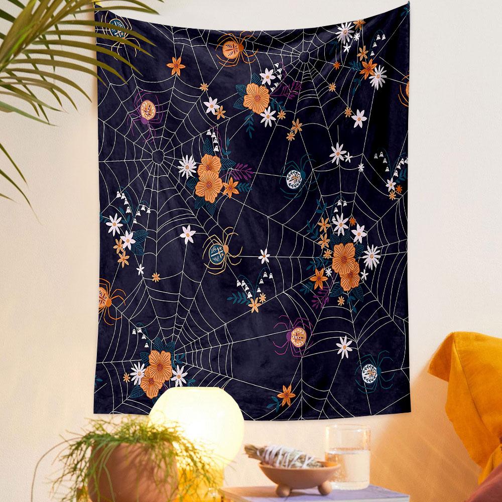 Floral Spider Web Pattern Design Patterned tapestry home decor, suitable for bedroom and living room, gift