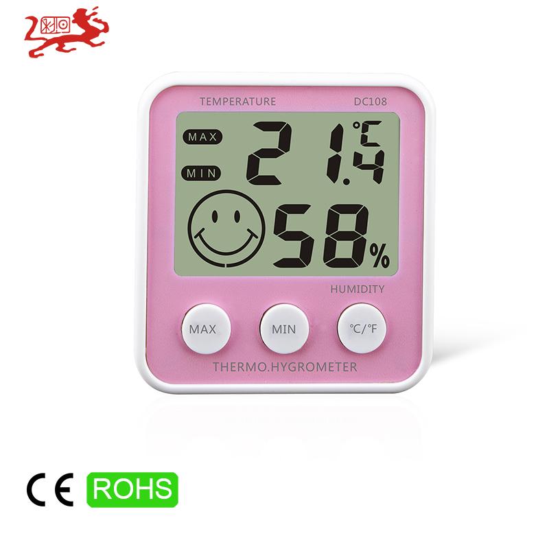 DC108 Digital Thermo-Hygrometer Indoor Thermometer - Precise Humidity & Temperature Monitor with Time Display for European Homes