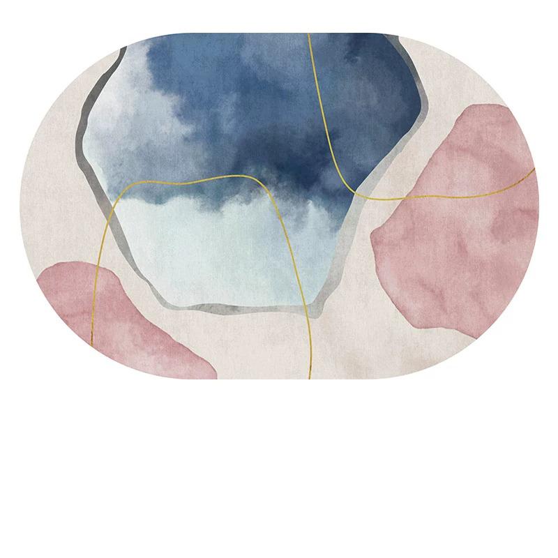 Oval Rugs for Living Room Bedroom Carpet Ins Fashion Minimalism Mats Home Decoration Soft Anti-slip Rug Stadium Shape Floor Mat