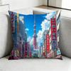 Japanese Town Mount Fuji Square Double-Sided printed Pillow Case Bedroom Bedside Pillow Sofa Cushion Cover Gift