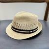French hollow foreign style raffia top hat women's summer vacation beach sun hat men's face small straw hat